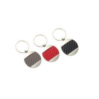 Buy cheap Red Carbon Fibre Leather Key Chains 5mm Pantone Black Leather Key Holder product