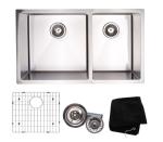 32 Inch Stainless Steel Double Bowl Kitchen Sink 32"x19"x10" Easy To Clean