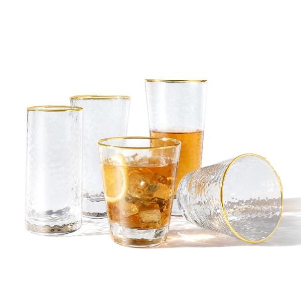 Buy cheap Lightweight Beer Water Glass Drinkware 335ML Portable Gold Rim from wholesalers