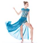 MiDee Best Sell Lyrical Dance Costumes Dresses Floral Sequins Leotard Cap