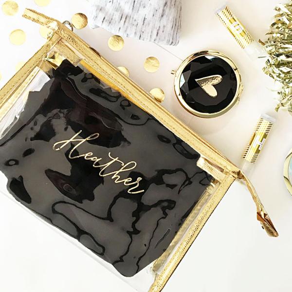 Buy cheap Personalized Clear See-Through Cosmetic Bags Transparent/Gold Travel Pack from wholesalers