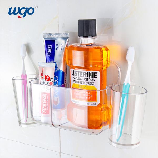 Quality ODM Wall Mounted Clear Toothbrush Cup Holder 140mm High Damage Free for sale