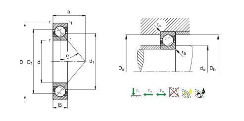 17x40x12 mm For Carrying Combined Four Point Angular Contact Ball Bearing