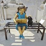 Children Playing Bronze Statue Life Size Garden Sculpture Metal Modern Art