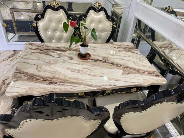 Buy cheap European Style Faux Marble Top Coffee Table With Leather Chairs Wearproof from wholesalers