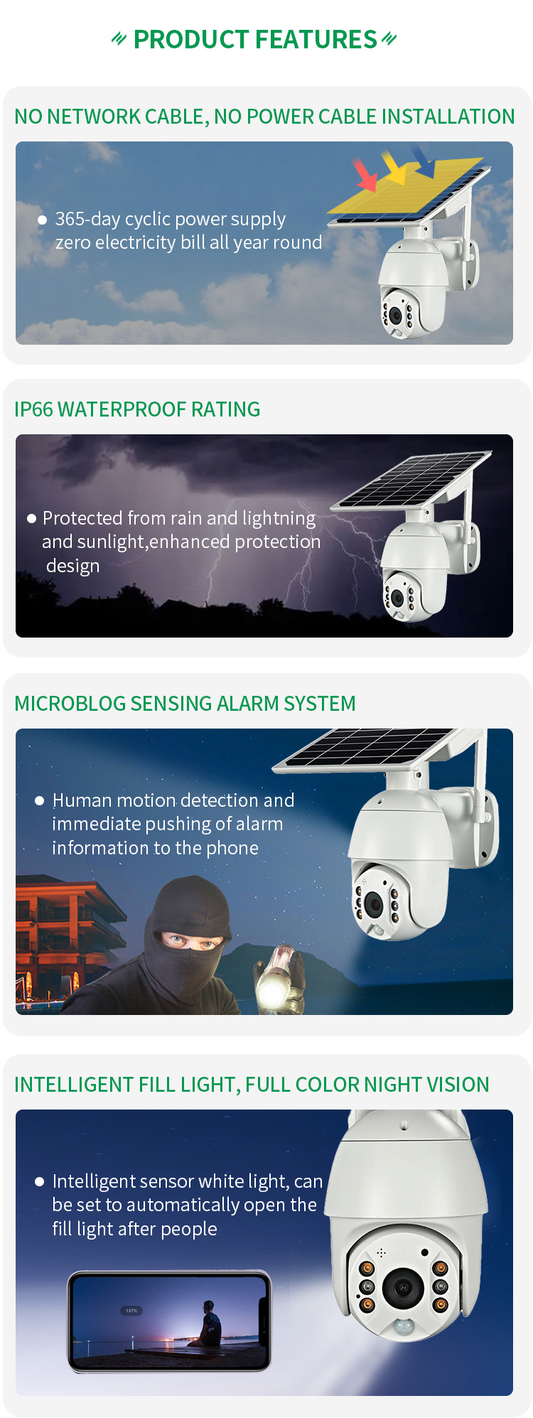 Solar Camera 360 Degree Track Remote Wireless Network Hd Night Vision And Outdoor Monitor