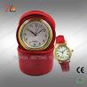 Buy cheap Elegant classic travel PU leather desk clock and watch gift set for promotion from wholesalers