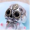 Buy cheap Retro Jewelry 925 Silver Golden Two Tones Skull Mens Ring (XH056039W) from wholesalers