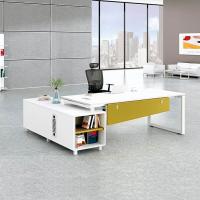 Buy cheap L Shape Executive Office Desks Sets White Single With Wooden Baffle product
