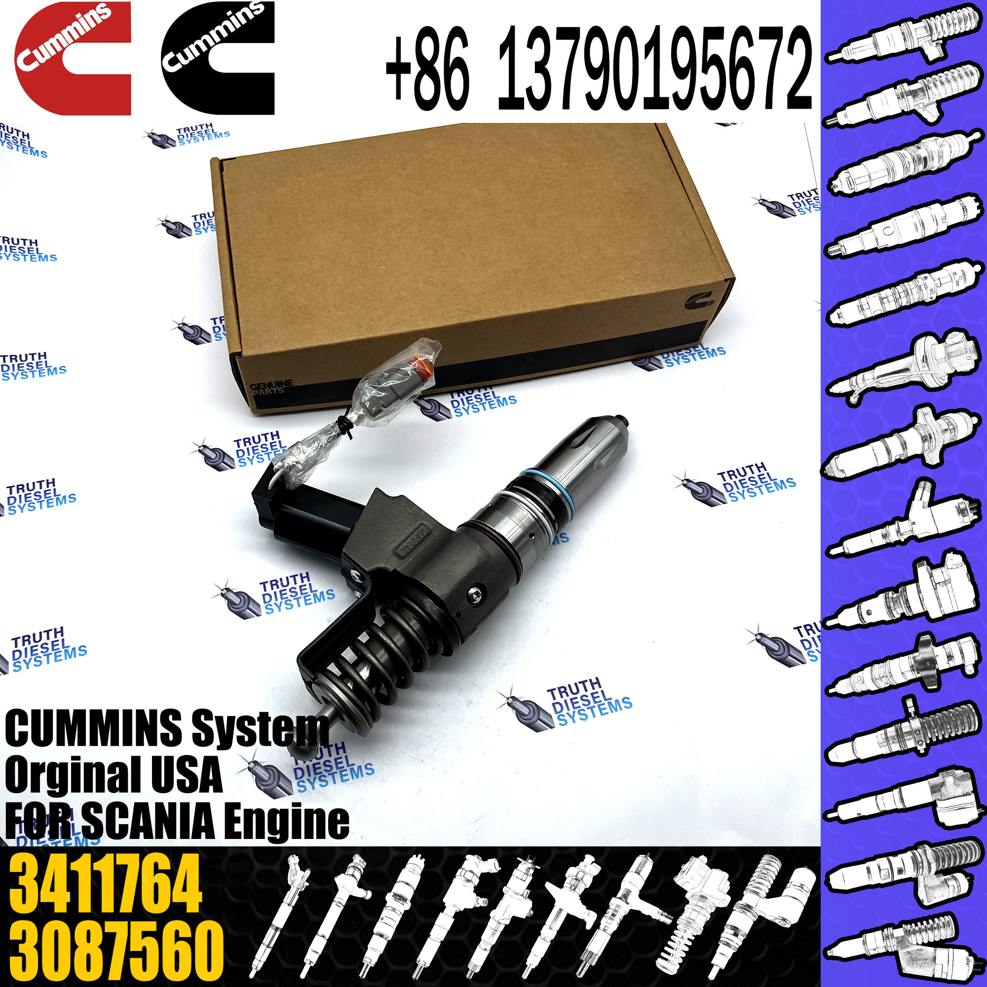 Common rail fuel injector 3411763 3083662 3411764 for generator set diesel engine parts