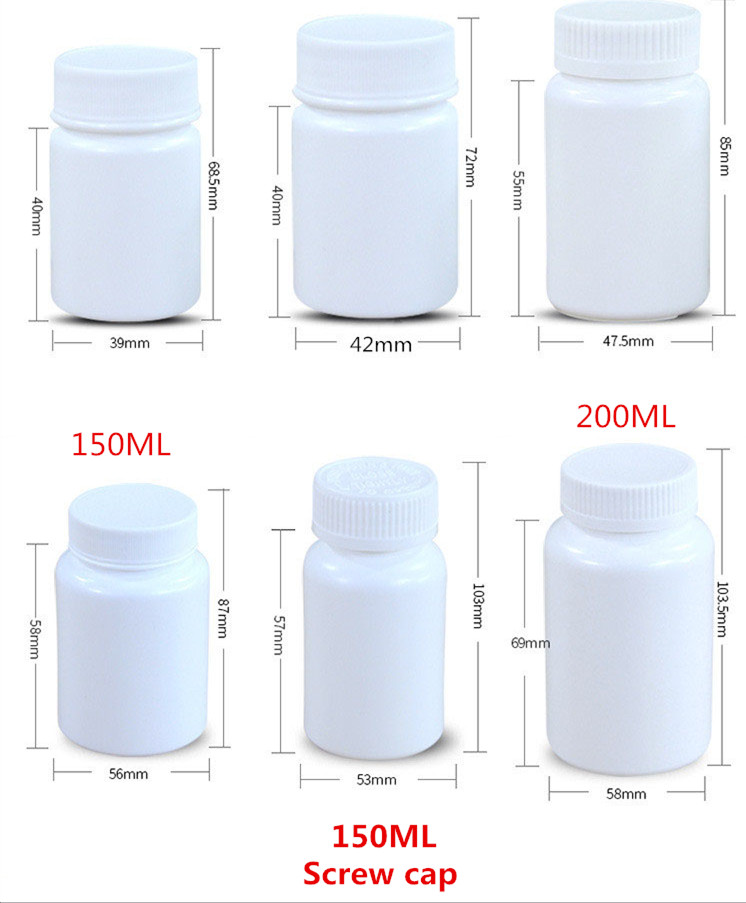 HDPE 100ml Empty White Plastic Bottles for Pharmaceutical Capsule Solid Pill Container Packaging