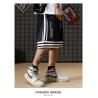 Buy cheap Niche Trend Striped Men Streetwear Shorts Breathable Spandex Basketball Pants from wholesalers