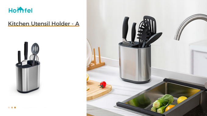 Stainless Steel Kitchen Utensil Holder For Countertop Standing Type Flatware Organizer Caddy