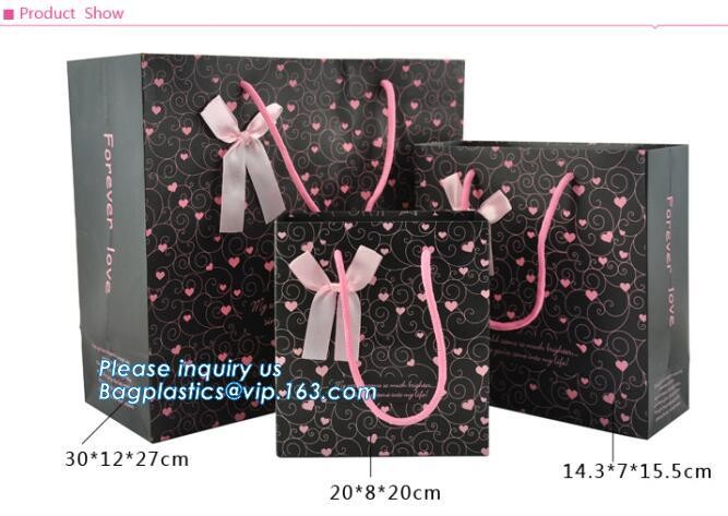 tea brown paper bag with logo print eco friendly With Ribbon Handles wine packaging offset bags,Decorative Paper Bags wi
