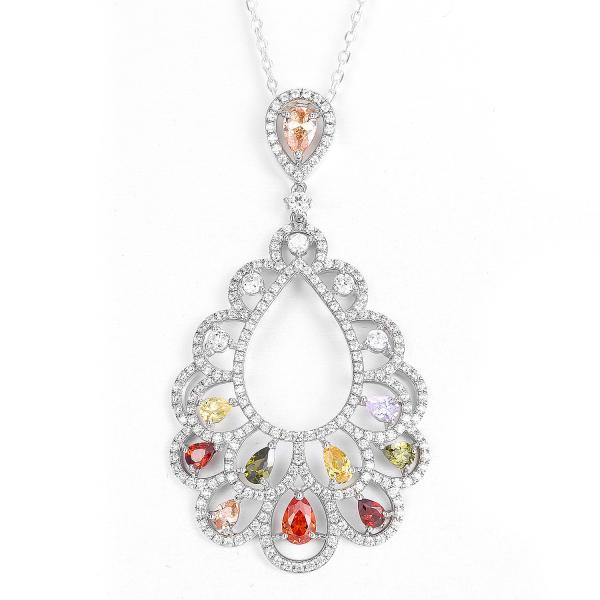 Buy cheap 5.27g Pear Shaped Cubic Zirconia Pendant Wedding Teardrop Pendant Necklace Silver from wholesalers