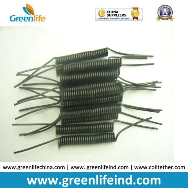 Buy cheap Solid Black Short Spring Spiral Coil Lanyard Cables Customized Length End Line from wholesalers