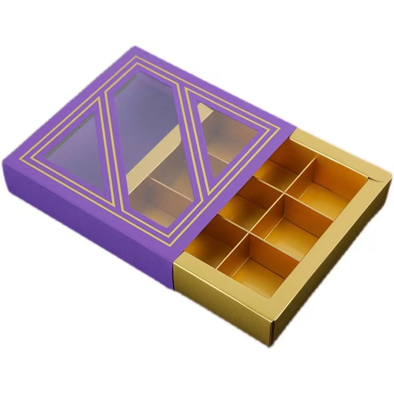 Luxury Chocolate Food Packaging Box With Window CMYK/Pantone Printing 8 9 12 Grid Fold