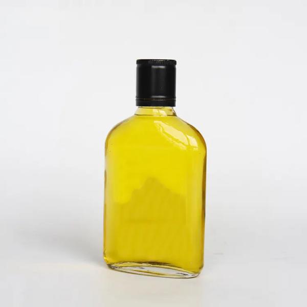 Glass Products 100ml Custom Clear Flat Glass Flask for Whiskey and Spirits
