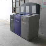 3 Compartment Steel Outdoor Trash Cans With Cover Lid Rustproof