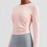 Buy cheap Pleated Ladies Long Sleeve Yoga Tops Quick Dry Four Way Stretch Yoga T Shirts from wholesalers