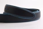 Classic Mens Leather Dress Belt With Blue Stitching And Edge Painting