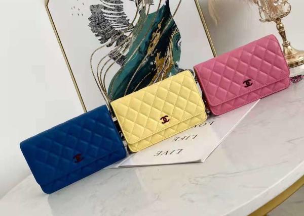 Buy cheap Inclined Shoulder Cowhide 19cm Luxury Brand Wallet With Chain from wholesalers