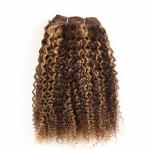 Pre-Colored Brown Blonde Human Hair Brazilian Hair Weave Afro Kinky Wave Hair