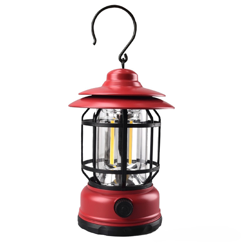 Outdoor retro American camping light 3 gears adjustable USB rechargeable portable camping tent flashlight