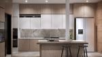 Customized Modern Kitchen Cabinet with Veneer Door Finish and HardWare Options