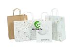 Disposable Kraft Paper Shopping Bags White Color Eco Friendly Offset Printing