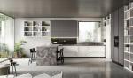 Handless Melamine Kitchen Cabinet Fitted Grey Kitchen Storage Cabinet Customized