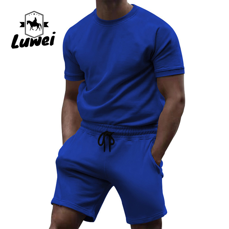 Cotton Jogging Men Sportswear Set Gym Tracksuit Drawstring 2 Piece Track Suit