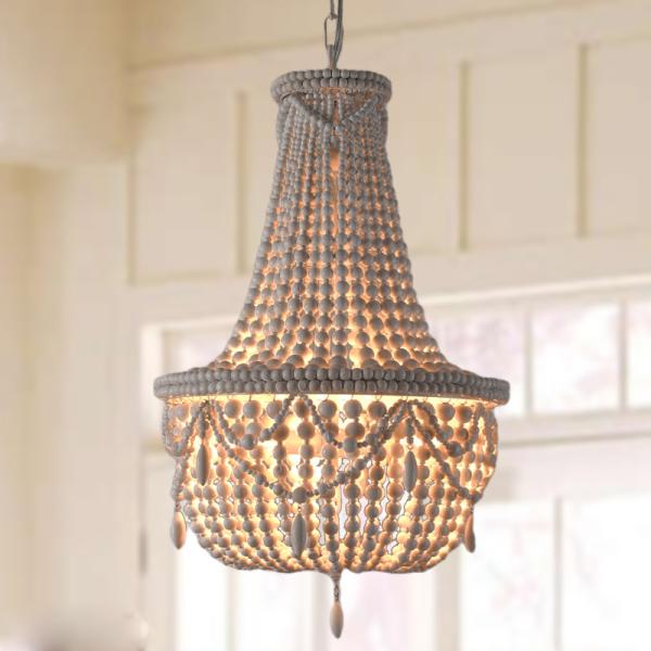 Buy cheap Vintage White Wood beaded chandelier for the kitchen foyer chandelier(WH-CI-149) from wholesalers