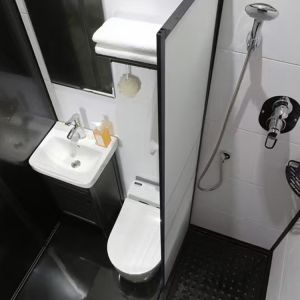 Buy cheap Gravity Flush Close Coupled Integrated Bathroom With Dual Flush System Prefab Toilet And Shower from wholesalers