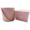 Buy cheap Gold Foil Logo Pink Leather Gift Box Round Gift Box For Flowers from wholesalers