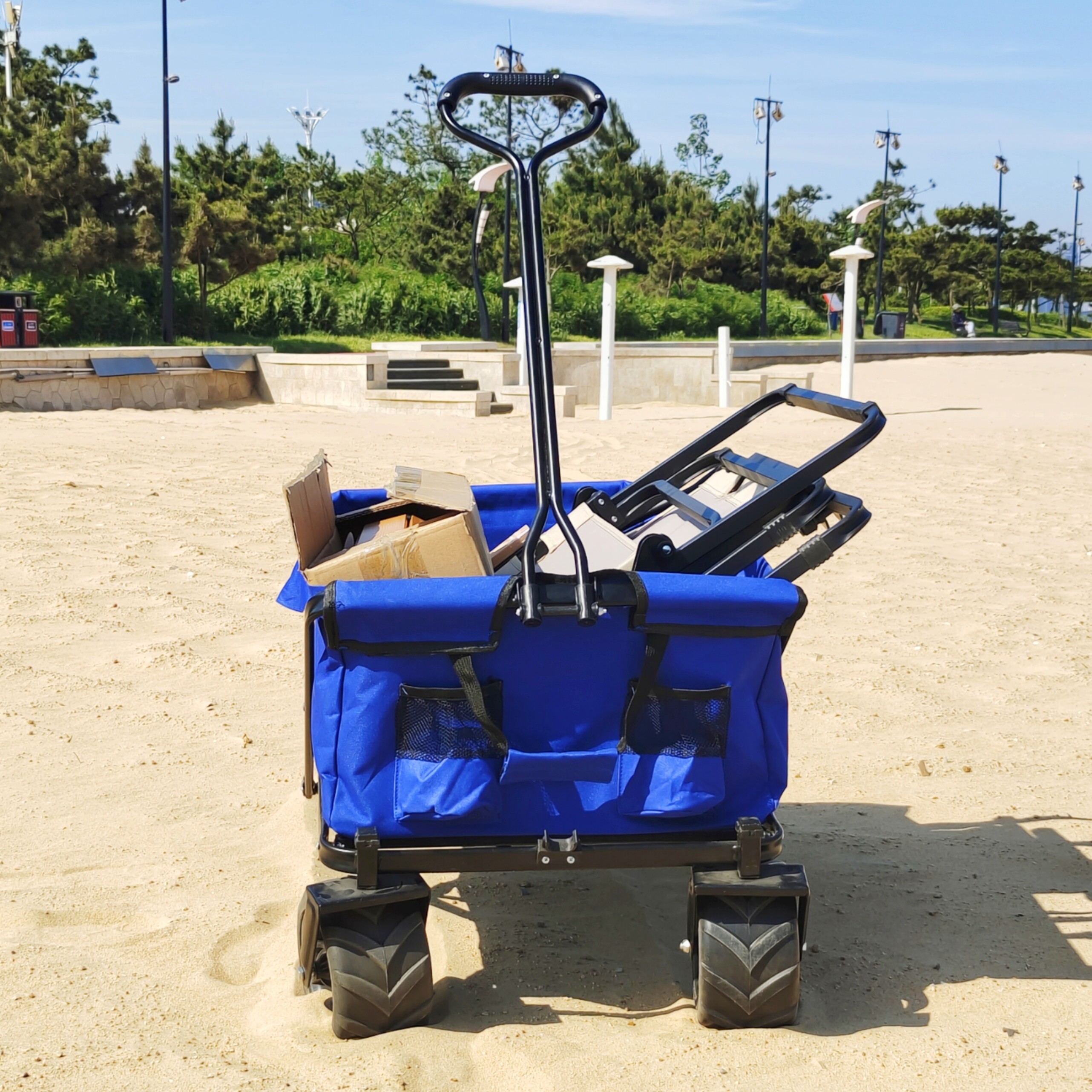 Collapsible Welding Trolley Adjustable PU Wheels Practical Folding Wagon Customized