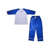 Buy cheap Casual Womens Pyjama Sets Raglan Long Sleeve V Neck Top With Piping Hem product