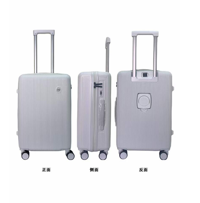 Zipper Frame USB Port Luggage Sets With Cup Holder Trolley Travel Bag High Quality ABS Luggage Suitcase