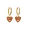 Buy cheap Smiley Face14k Gold Jewelry Enamel Oil Drop Love Heart Dangle Earrings from wholesalers