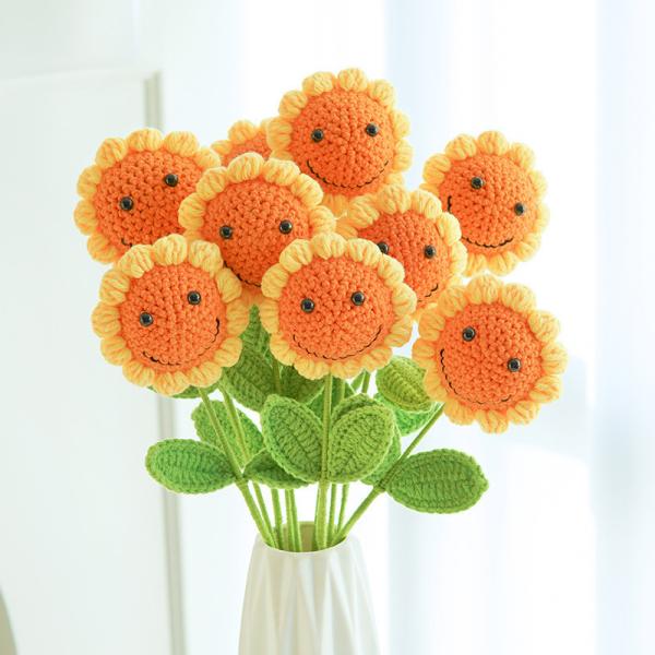 Buy cheap 10x43cm Handmade Knitted Sunflower with Smiling Face Variety Sunflower Teacher's Day Artificial Flower Gift from wholesalers