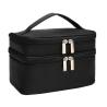 Buy cheap New Fashion Large Capacity Women Double Layer Black Waterproof Nylon Cosmetic Makeup Brush Bag Organizer from wholesalers