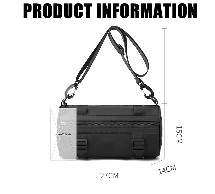 Men's And Women's Barrel Shaped Drum Bag Waterproof Crossbody Bag Custom Design