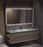 Rectangular Hand Wash Bathroom Cabinets Chocolate Color Waterproof Door Panel