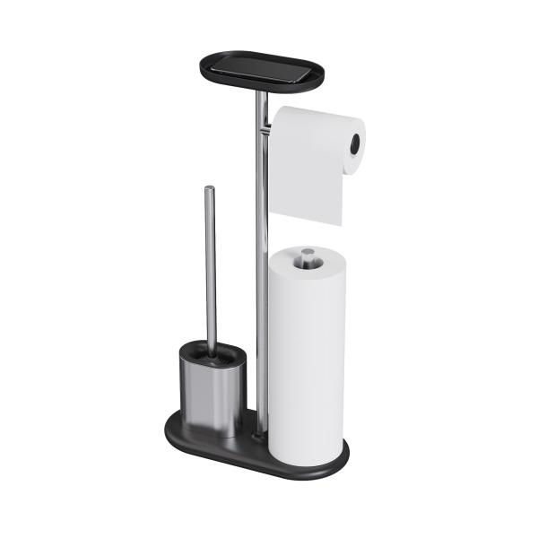 Stainless Steel Compact Bathroom Paper Holder TPR Toilet Brush Holder SET