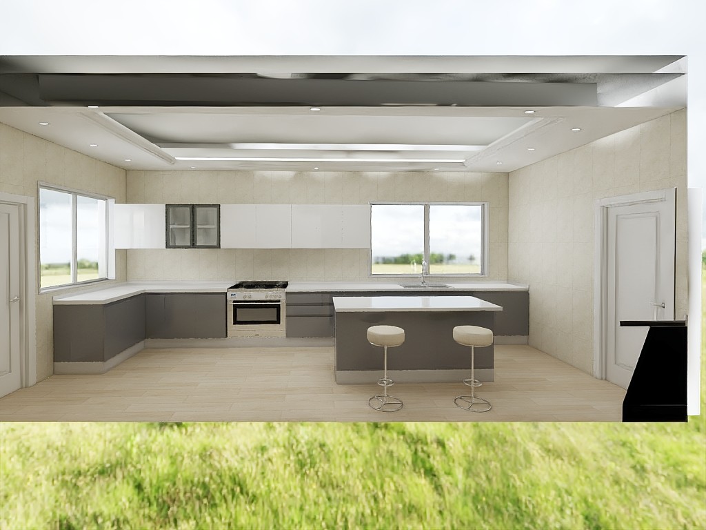 100CM Solid Gray Kitchen Cabinets With White Countertops Furniture