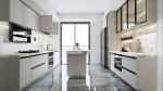 Fadior Dual-Line Design Soft Beige Stainless Steel Kitchen Cabinets