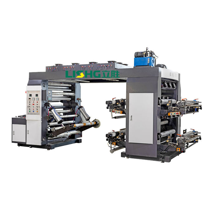 Lisheng 4 Colors Double Face Flexo Printing Machine Plastic film Roll to Roll Print
