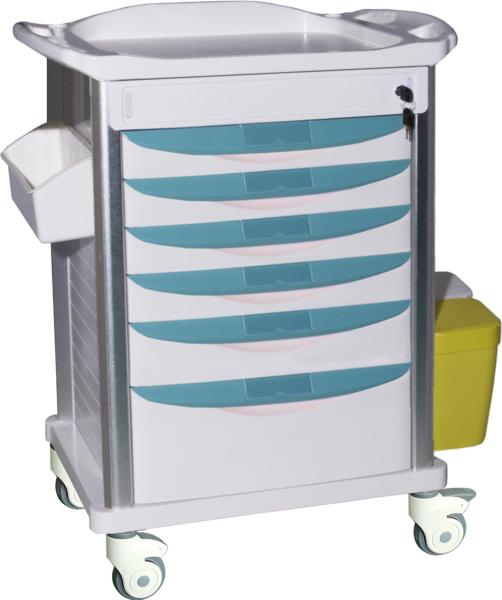Buy cheap Cross Brakes ABS Mesa Resuscitation 6 Drawers Nursing Crash Cart from wholesalers