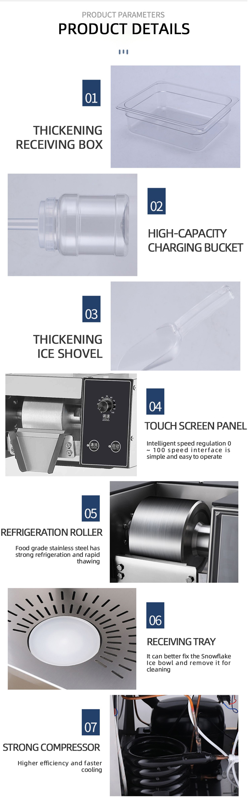 Commercial Snowflake Ice Cream Machine with Fully-Automatic Control 1300W Stainless Steel