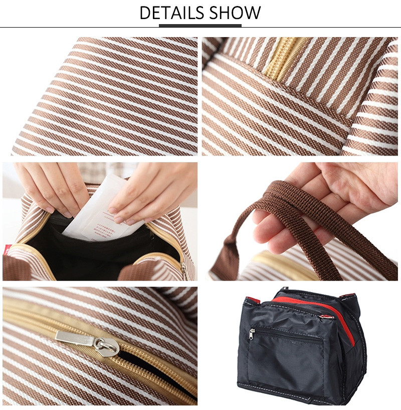 Leakproof White Striped Oxford Thermal Cooler Bag